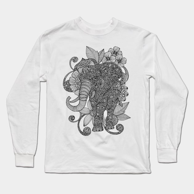 Ruby the Elephant black lines Long Sleeve T-Shirt by Valentina Harper